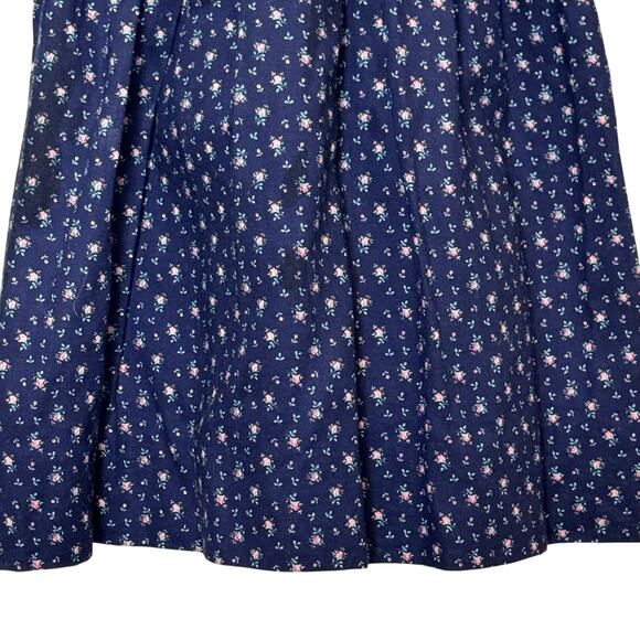 Vintage Polly Flinders Made in USA  Size 4 Smocked Blue Floral Collared Dress - Picture 3 of 8